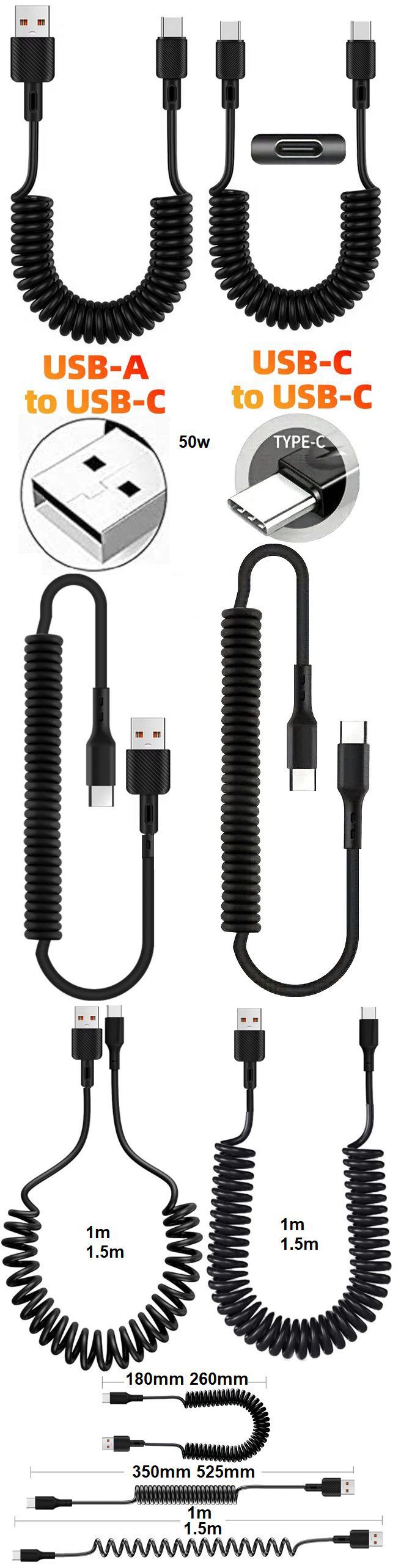 Adaptador Cableado Espiral USB